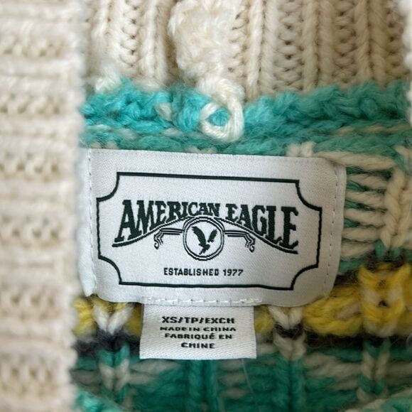 New American Eagle Oversized Fairisle Mock Neck Sweater Size XS Women's - Picture 6 of 10